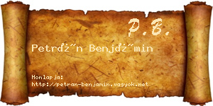 Petrán Benjámin névjegykártya